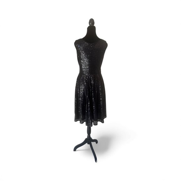 Grace Karin Sleeveless Wrap V-Neck A-line Black Sparkling Sequin Dress Size M - Picture 3 of 13
